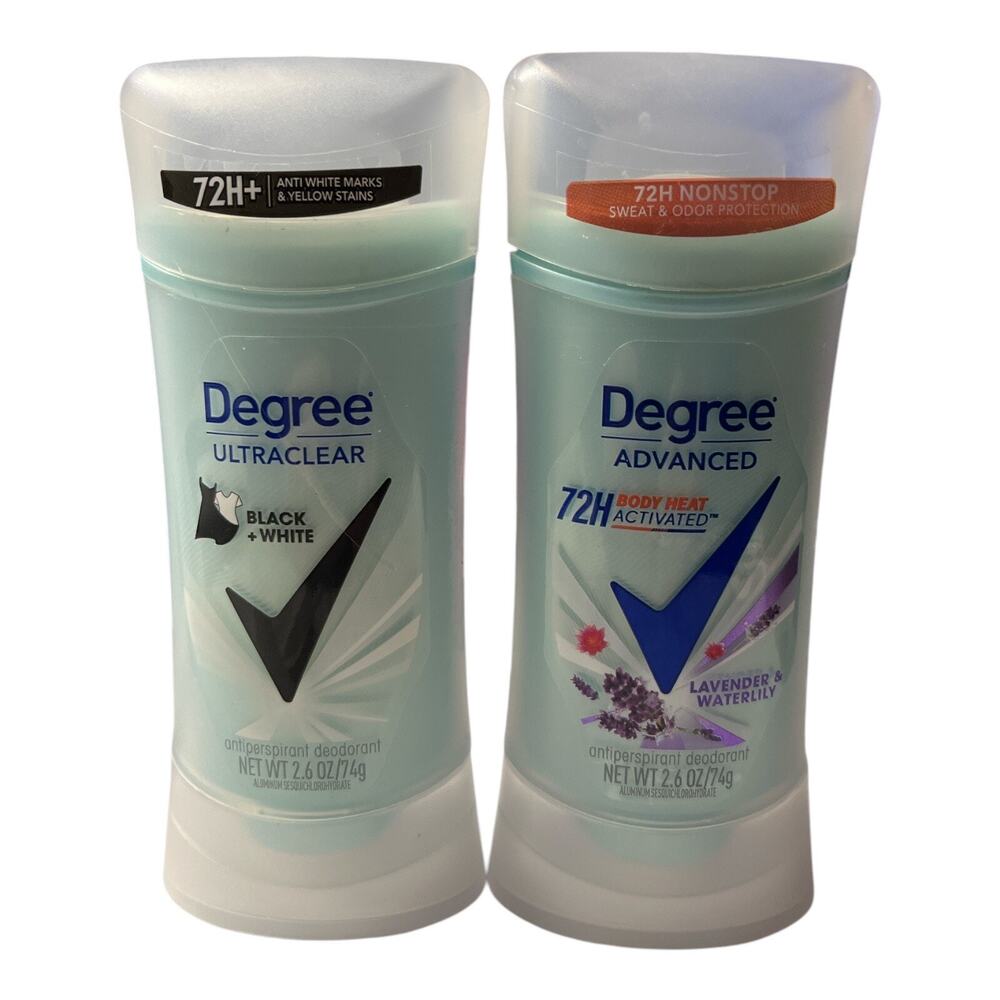 2 Pack Degree Antiperspirant Deodorant Black White & Lavender Waterlily 2.6 oz